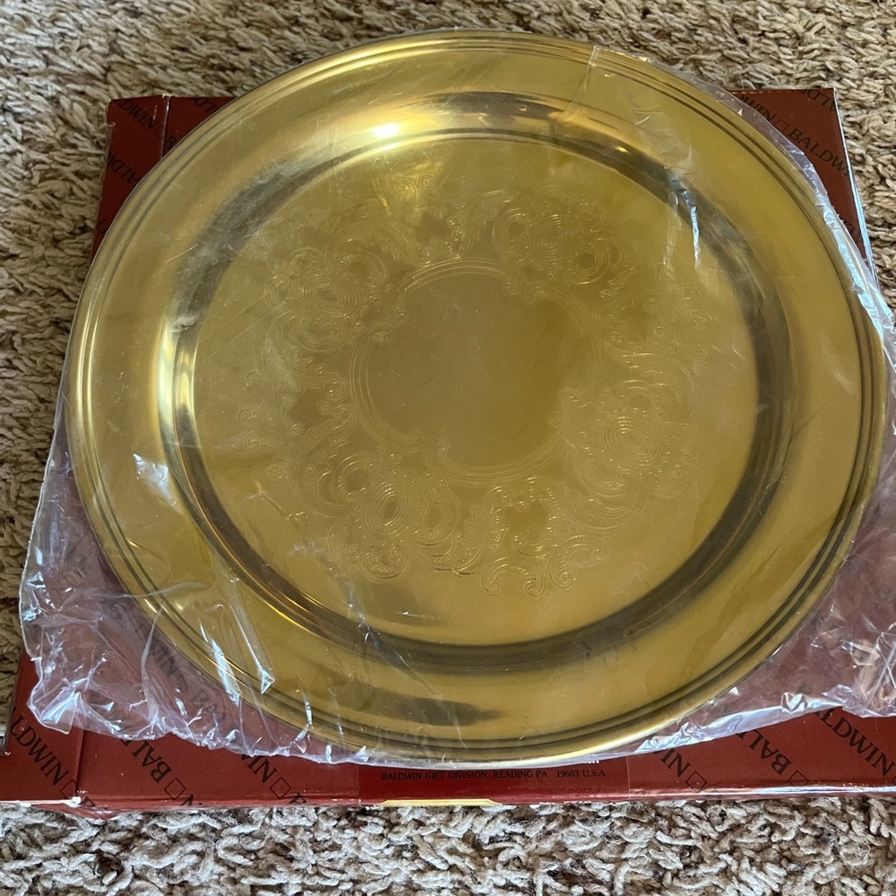 Vintage Brass Round Tray